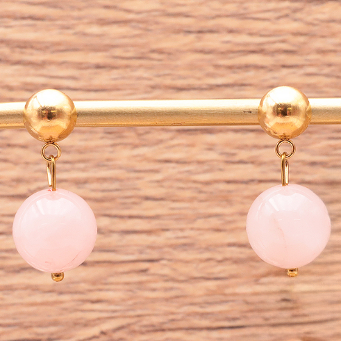 Boucles d’oreilles en Quartz Rose – Amour & Douceur