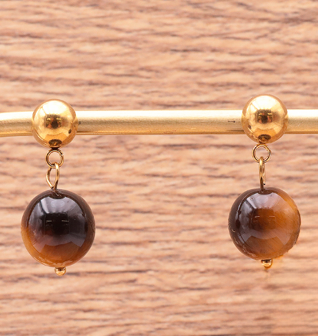Boucles d’oreilles en Œil de Tigre – Force & Protection
