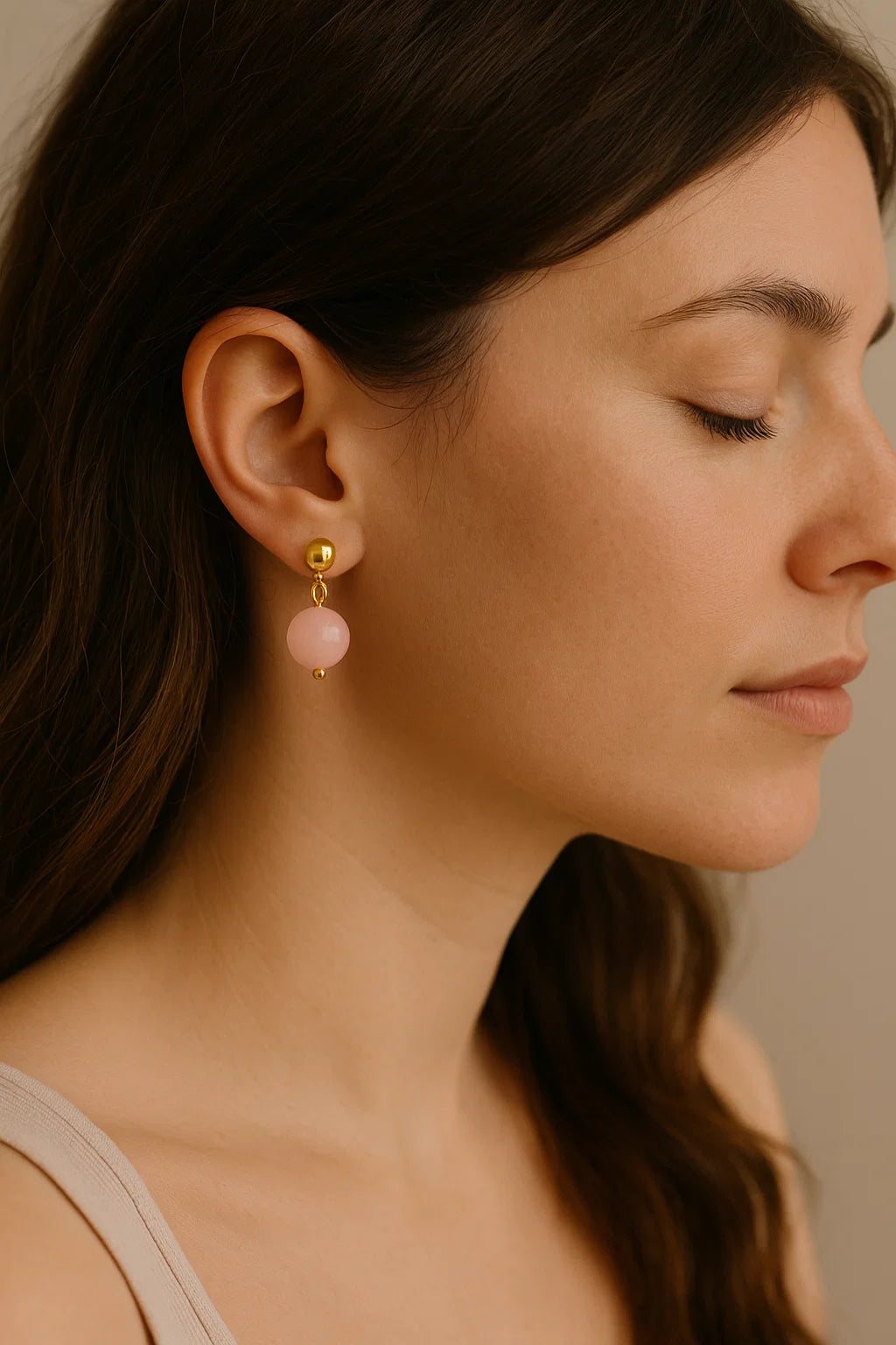 Boucles d’oreilles en Quartz Rose – Amour & Douceur