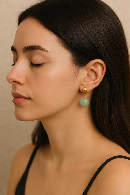 Boucles d’oreilles en Aventurine Verte – Chance & Harmonie