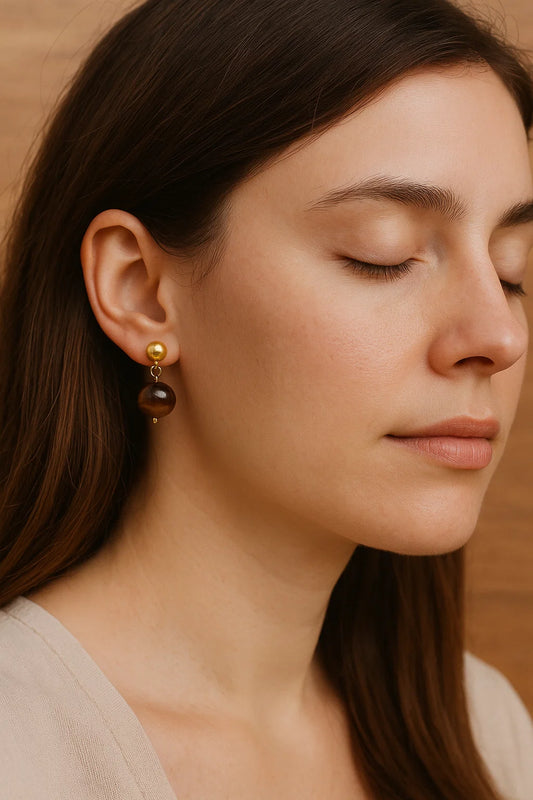 Boucles d’oreilles en Œil de Tigre – Force & Protection