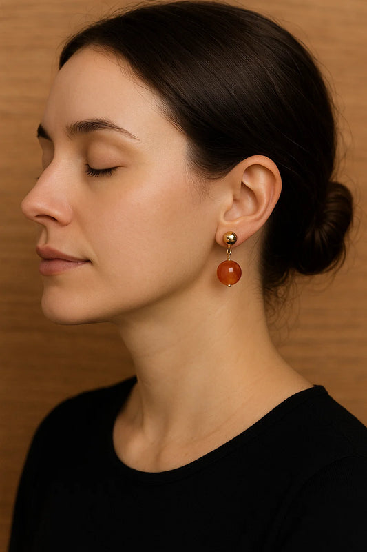 Boucles d’oreilles en Cornaline – Vitalité & Confiance