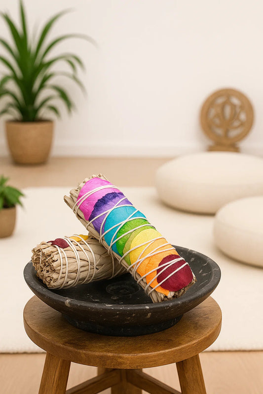 Bâton de Sauge Blanche aux 7 Chakras – 100 mm